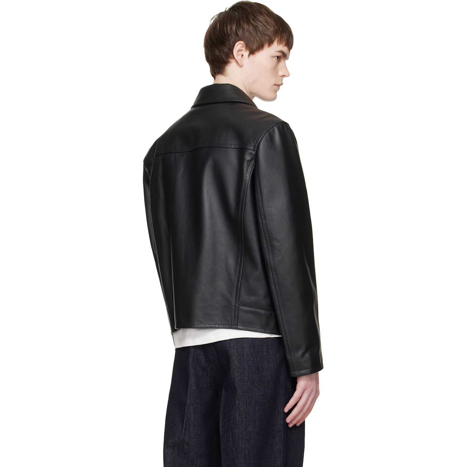  Jil Sander Black Blouson Leather Jacket 
