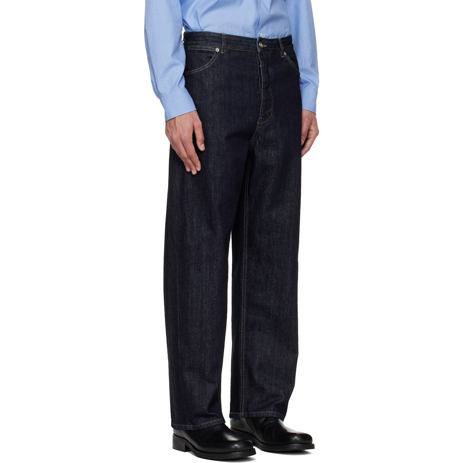  Jil Sander Navy Contrast Stitch Jeans 