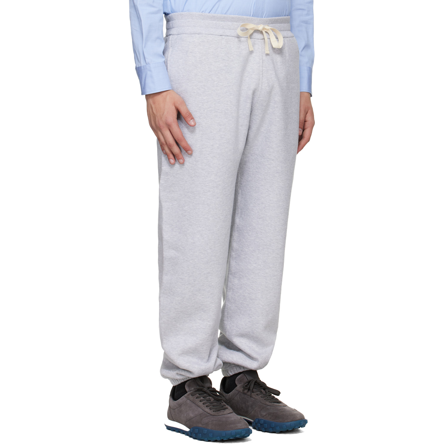  Jil Sander Gray Embroidered Logo Fleece Sweatpants 