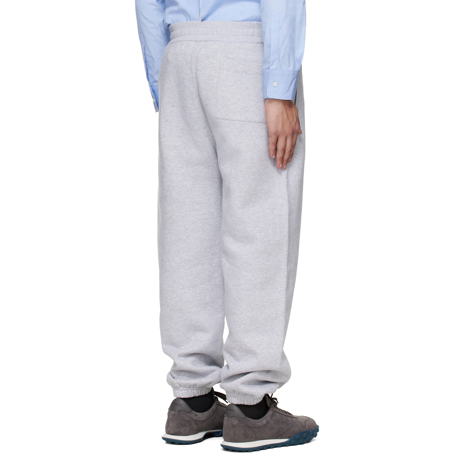  Jil Sander Gray Embroidered Logo Fleece Sweatpants 