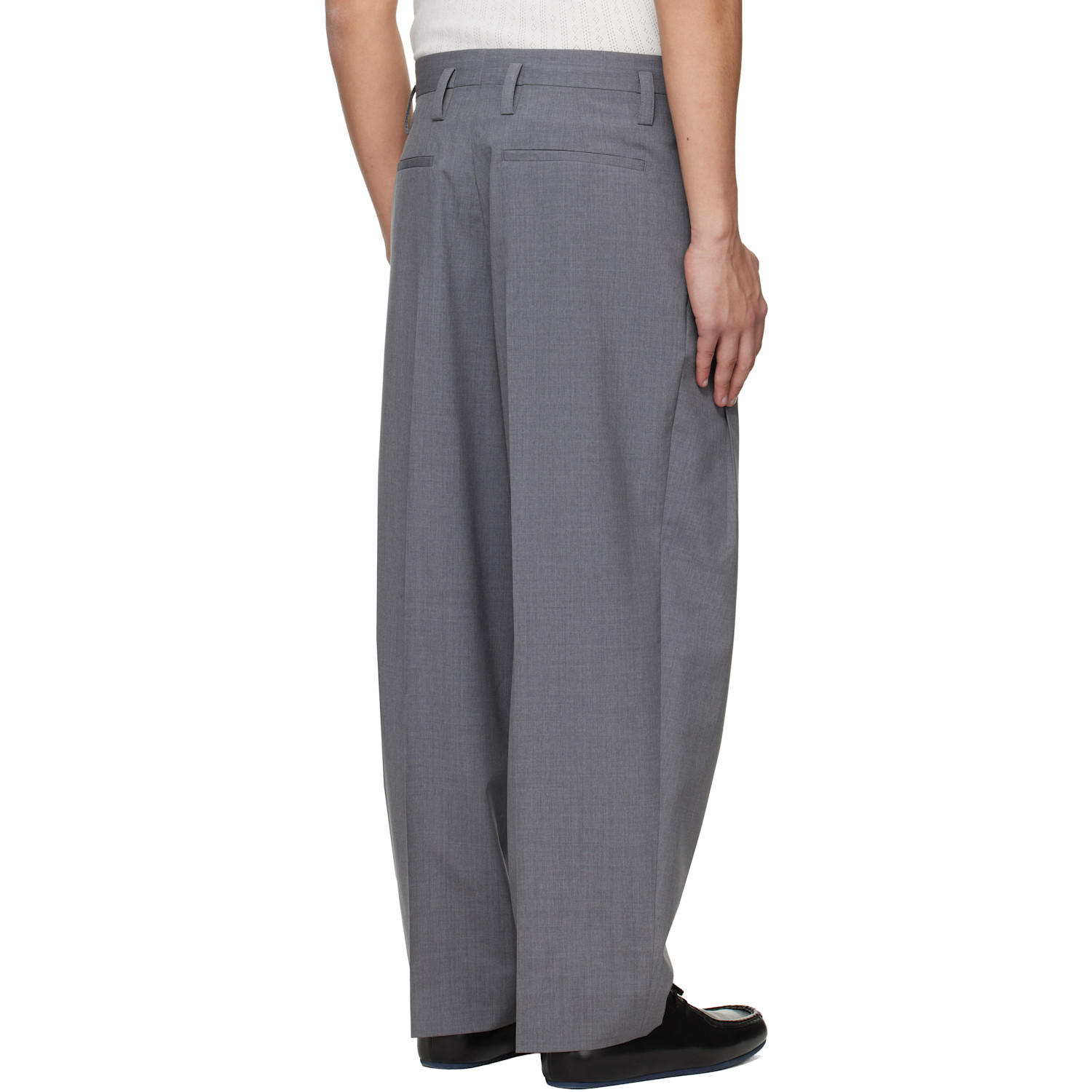 Jil Sander Gray Pleated Virgin Wool Trousers 