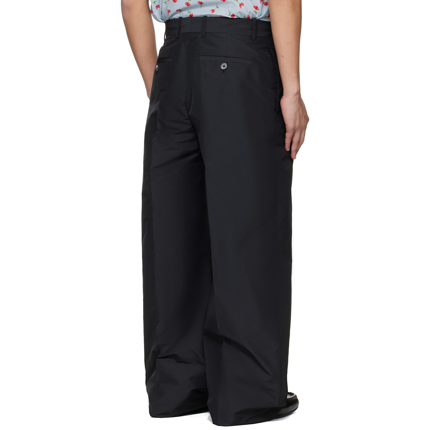  Jil Sander Black Pleated Taffeta Trousers 