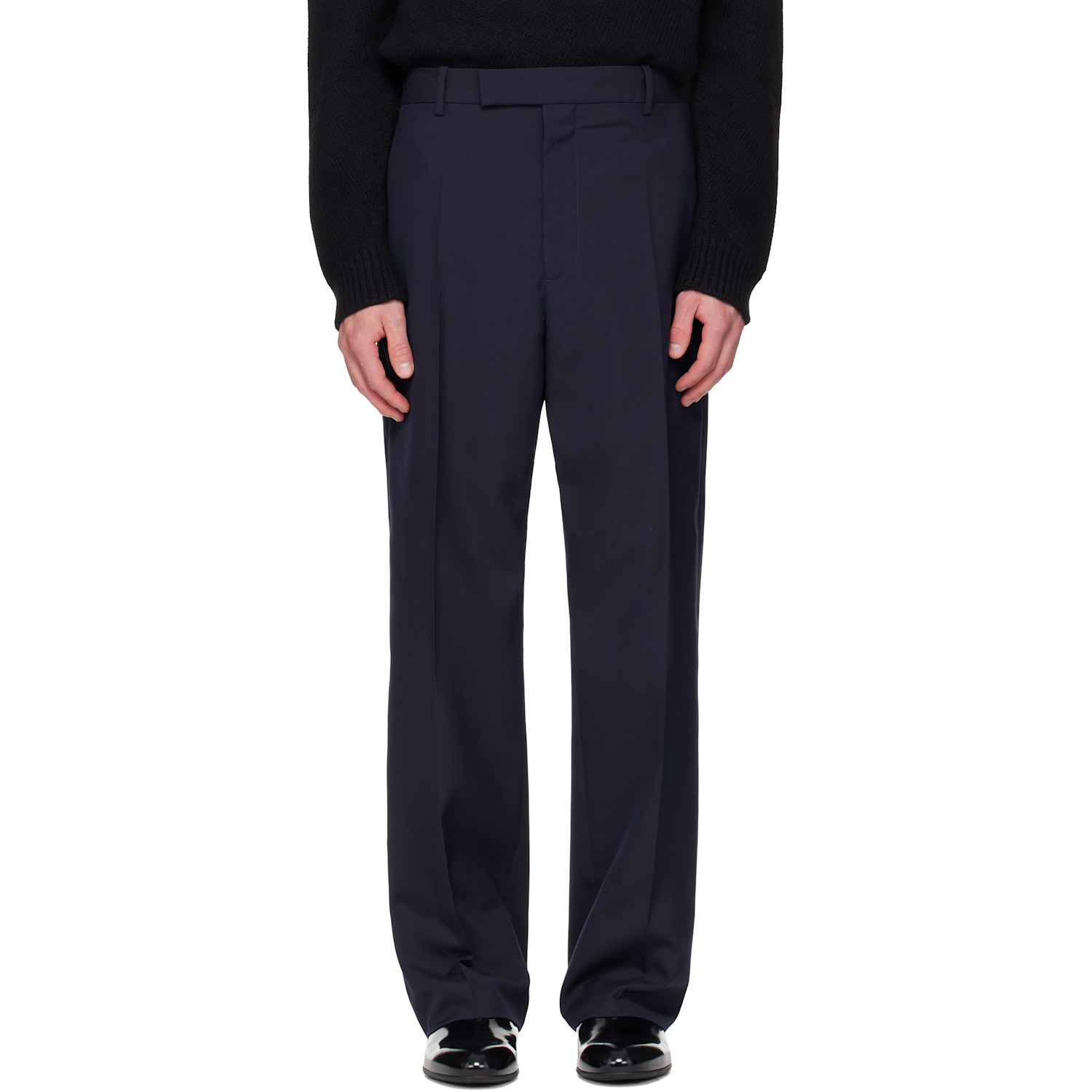 Jil Sander Navy Wool Poplin Trousers