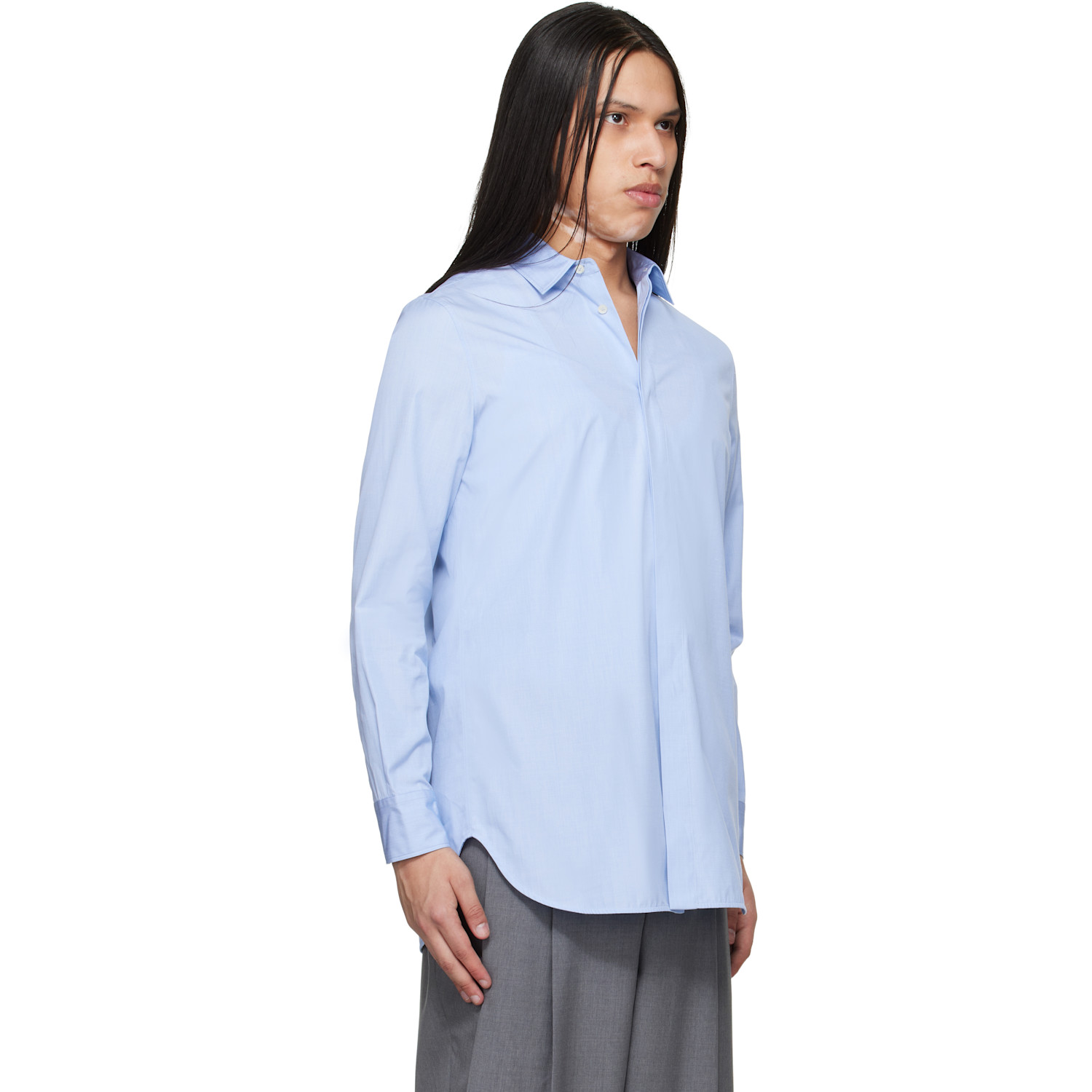  Jil Sander Blue Open Back Shirt 