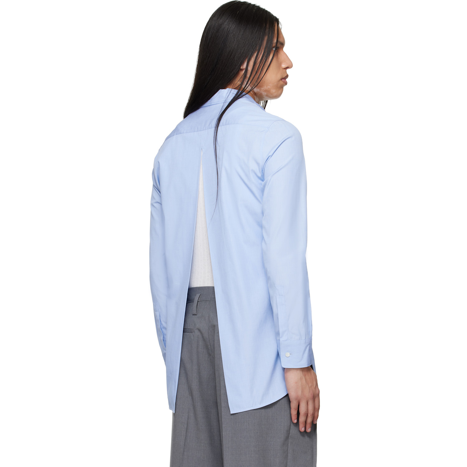  Jil Sander Blue Open Back Shirt 