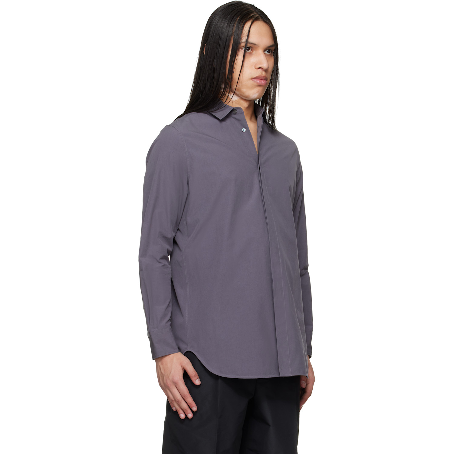  Jil Sander Gray Open Back Shirt 