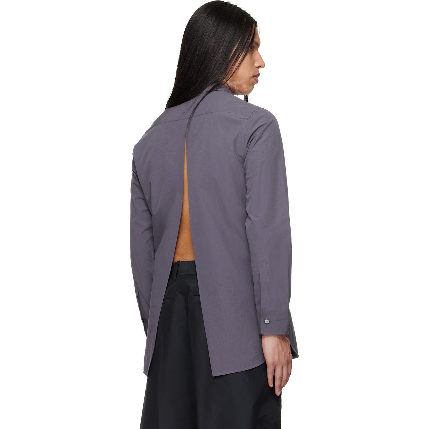  Jil Sander Gray Open Back Shirt 