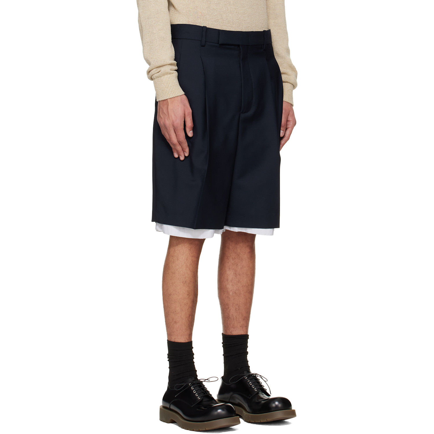  Jil Sander Navy Wool Canvas Shorts 