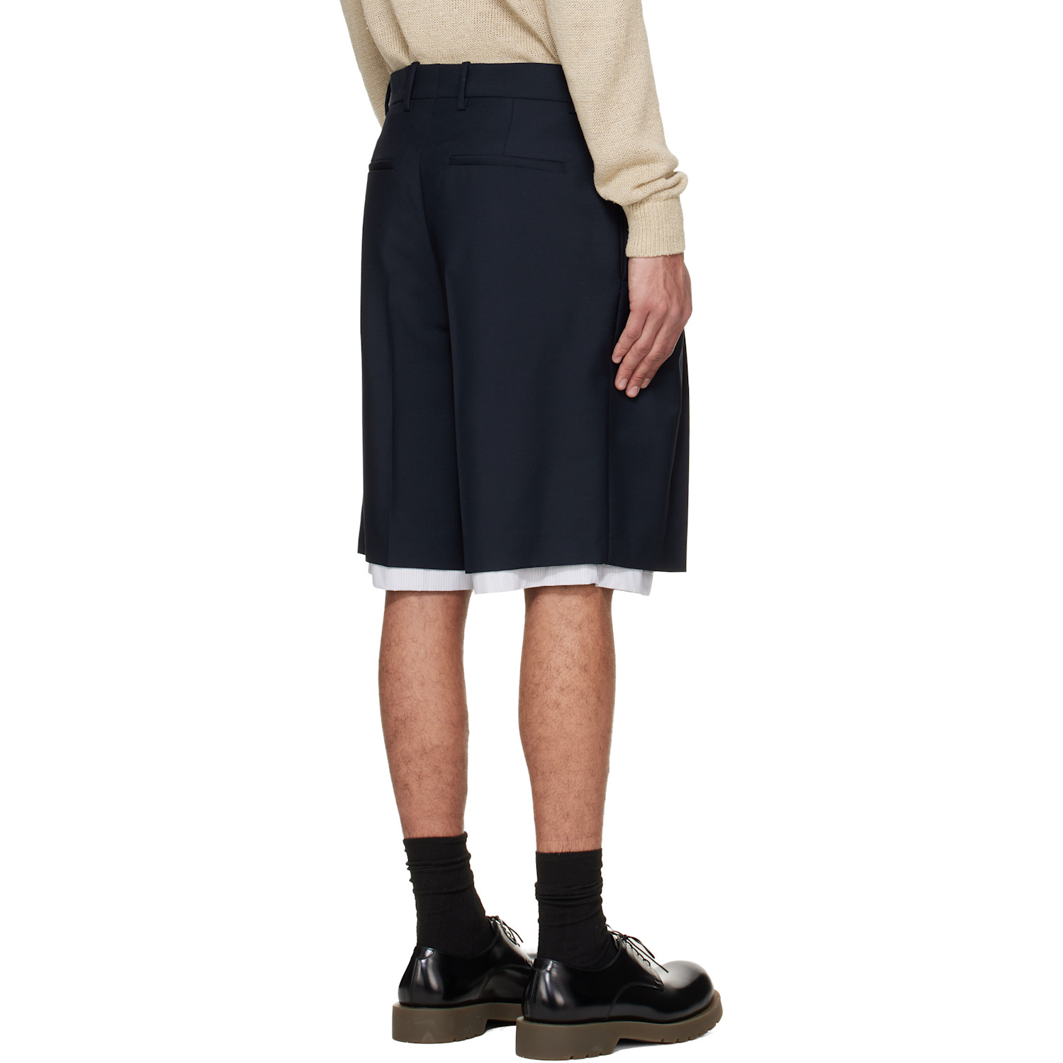  Jil Sander Navy Wool Canvas Shorts 