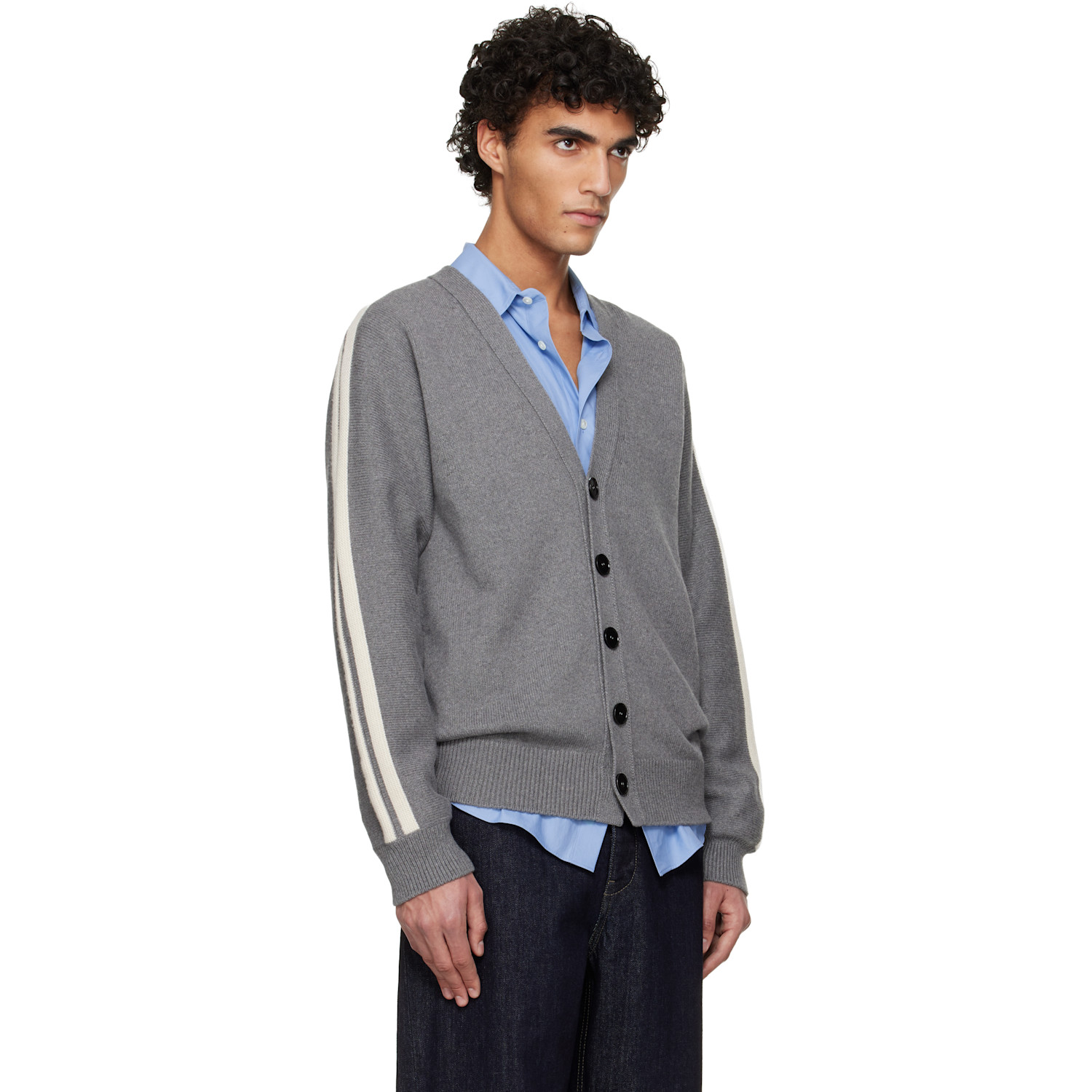  Jil Sander Gray Cashmere Cardigan 