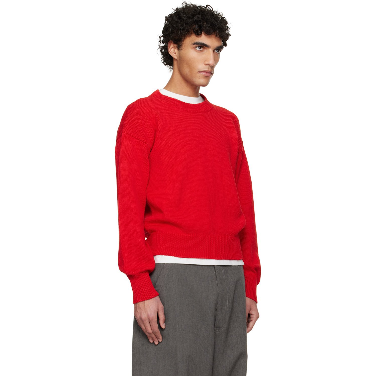  Jil Sander Red Cotton Sweater 