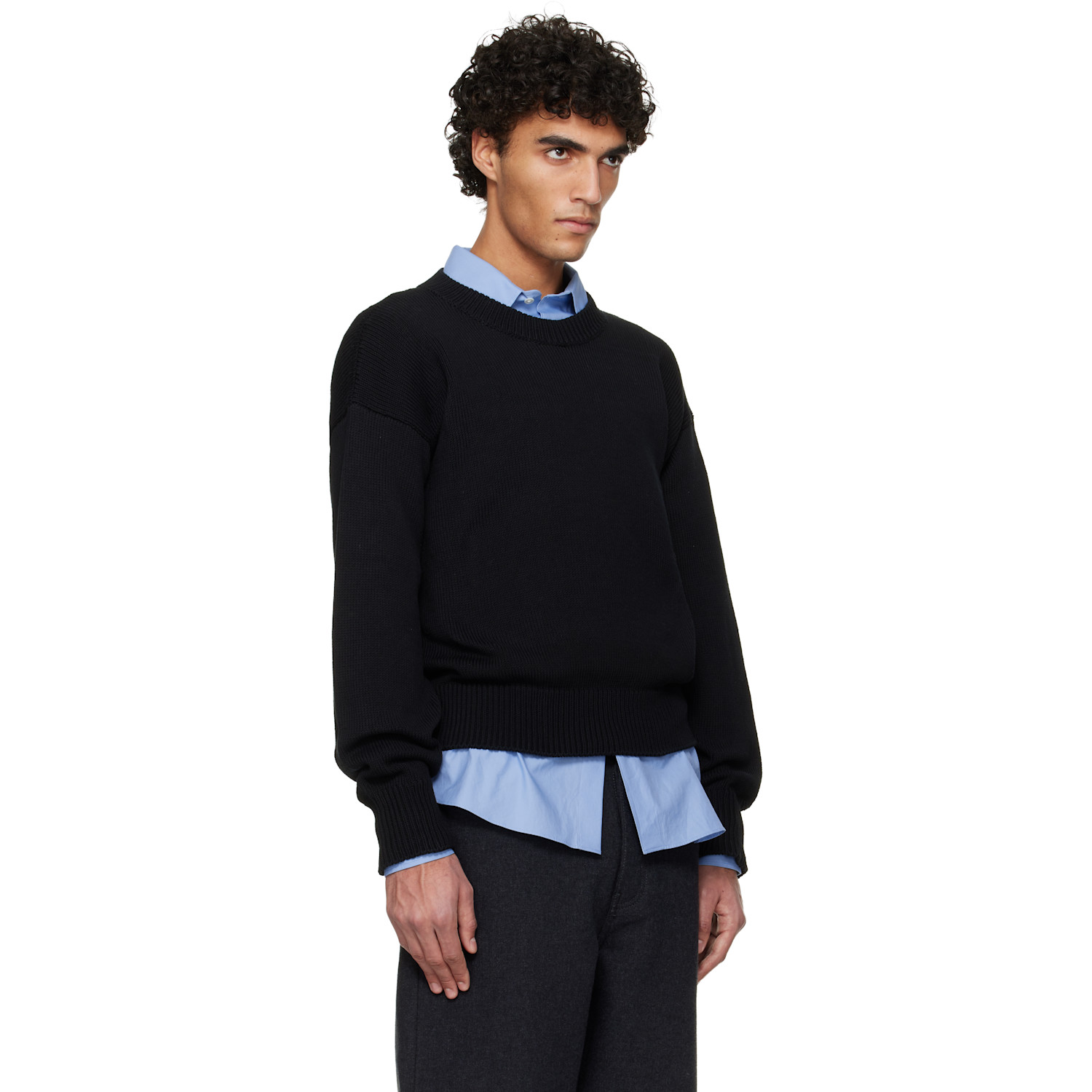  Jil Sander Black Cotton Sweater 