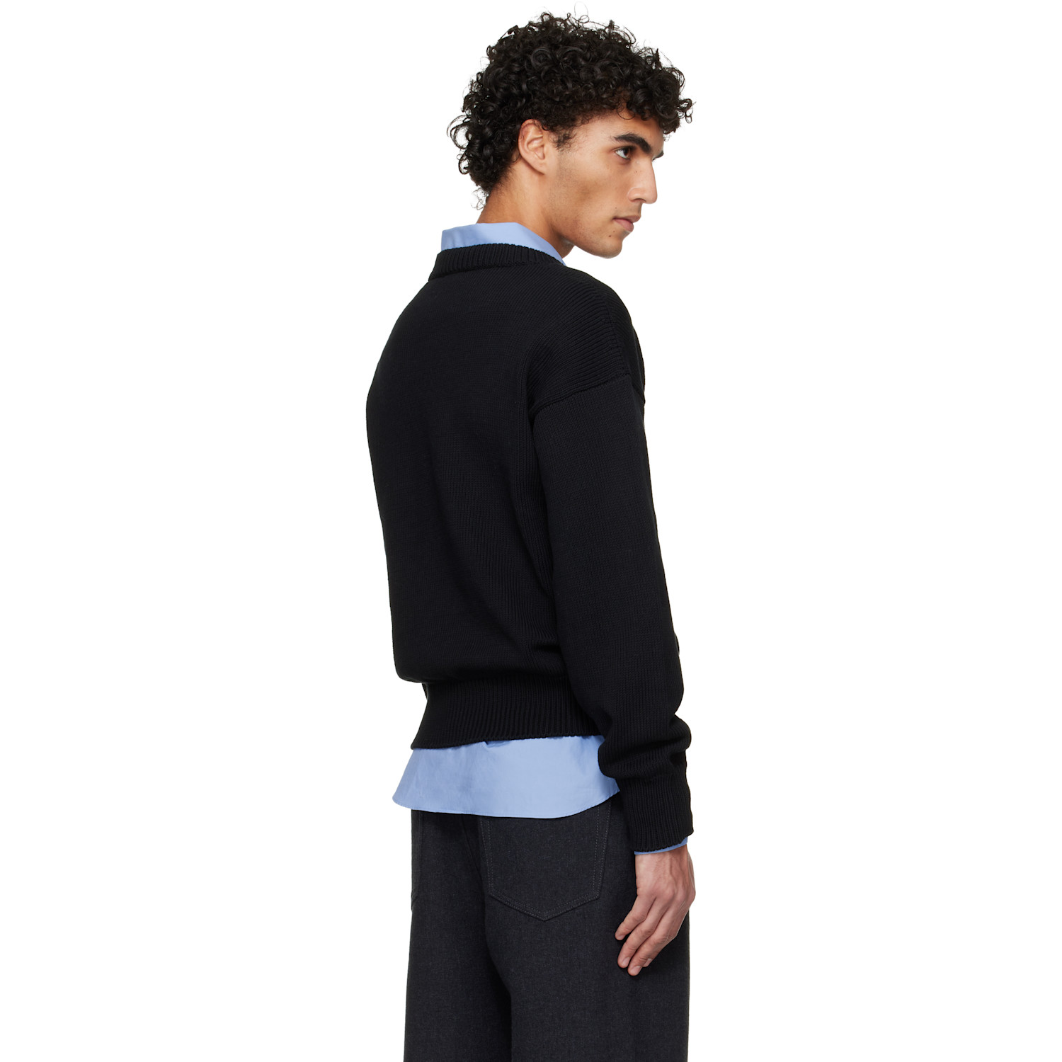  Jil Sander Black Cotton Sweater 