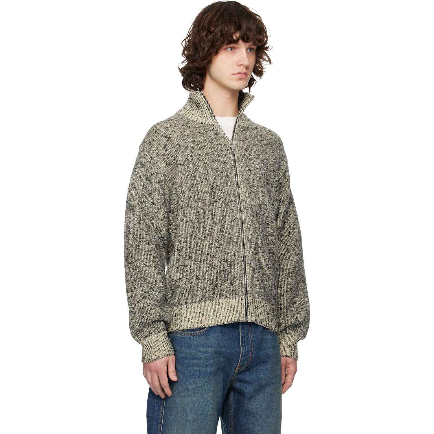  Jil Sander Gray Knit Track Jacket 