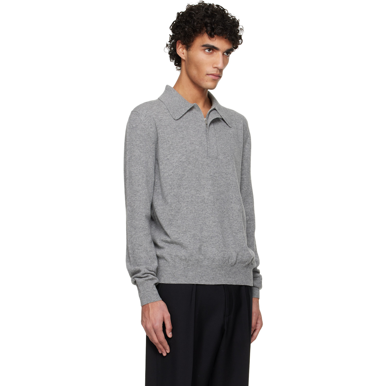  Jil Sander Gray Lightweight Wool Polo 