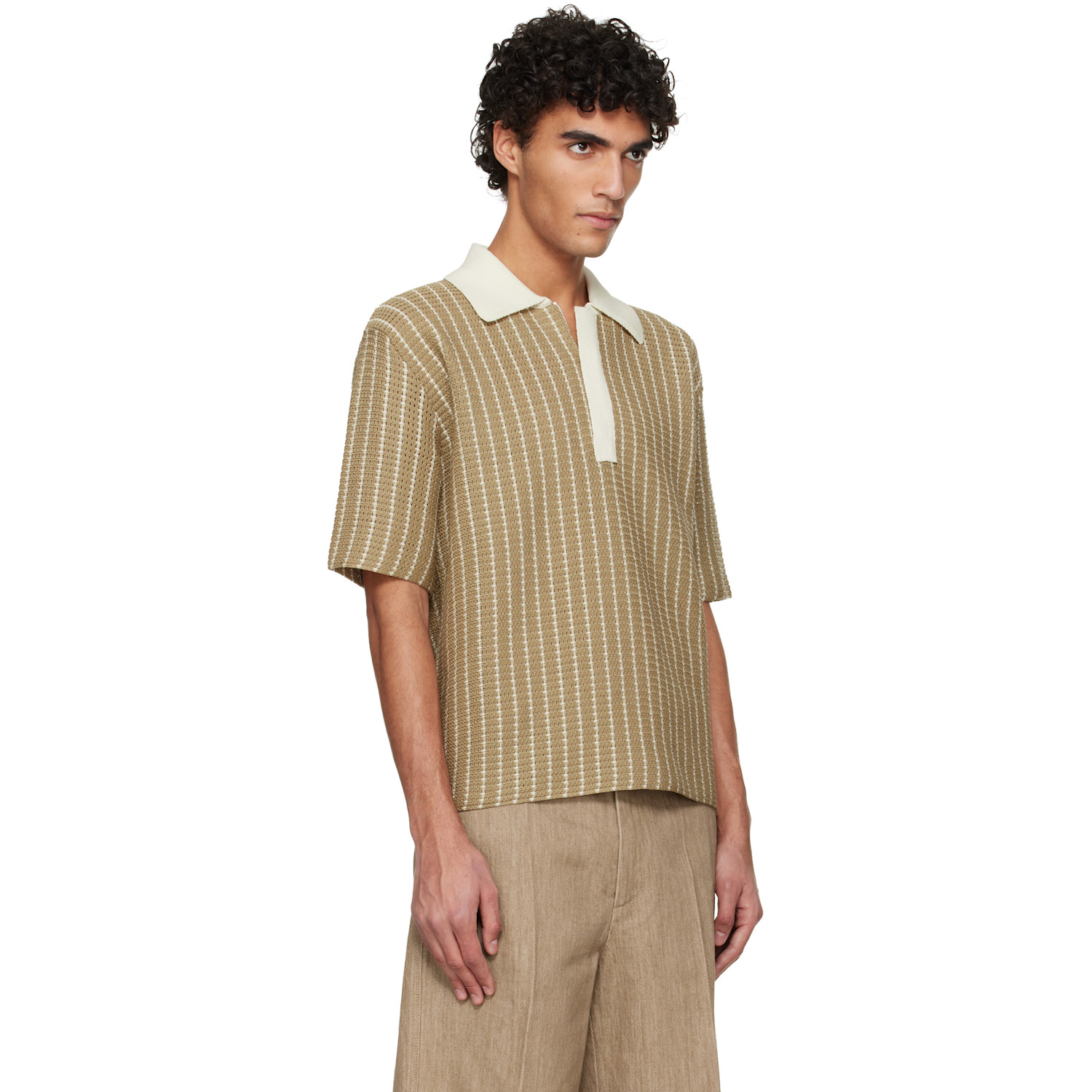  Jil Sander Beige Cotton Knit Polo 
