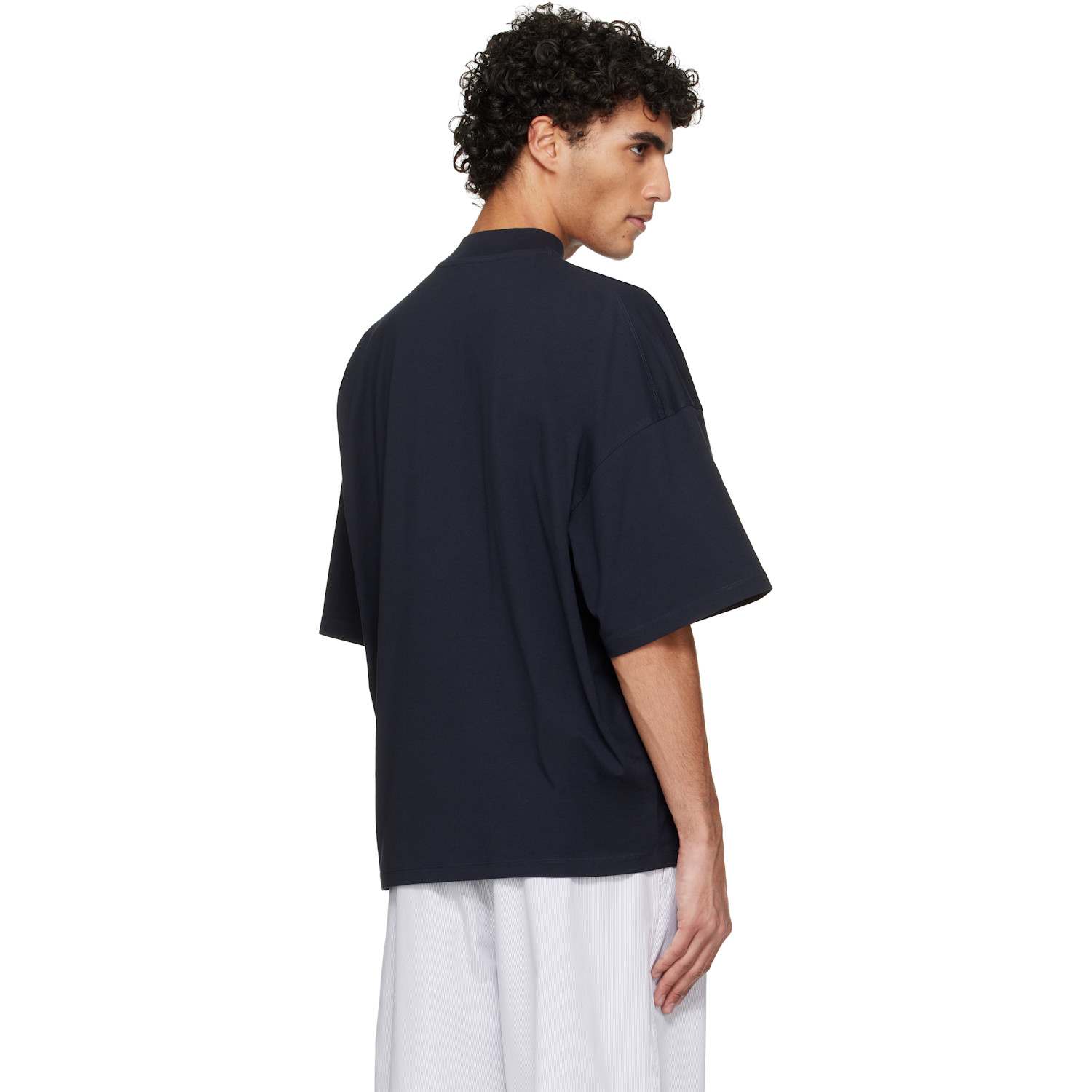  Jil Sander Navy Cotton Mock-neck T-shirt 
