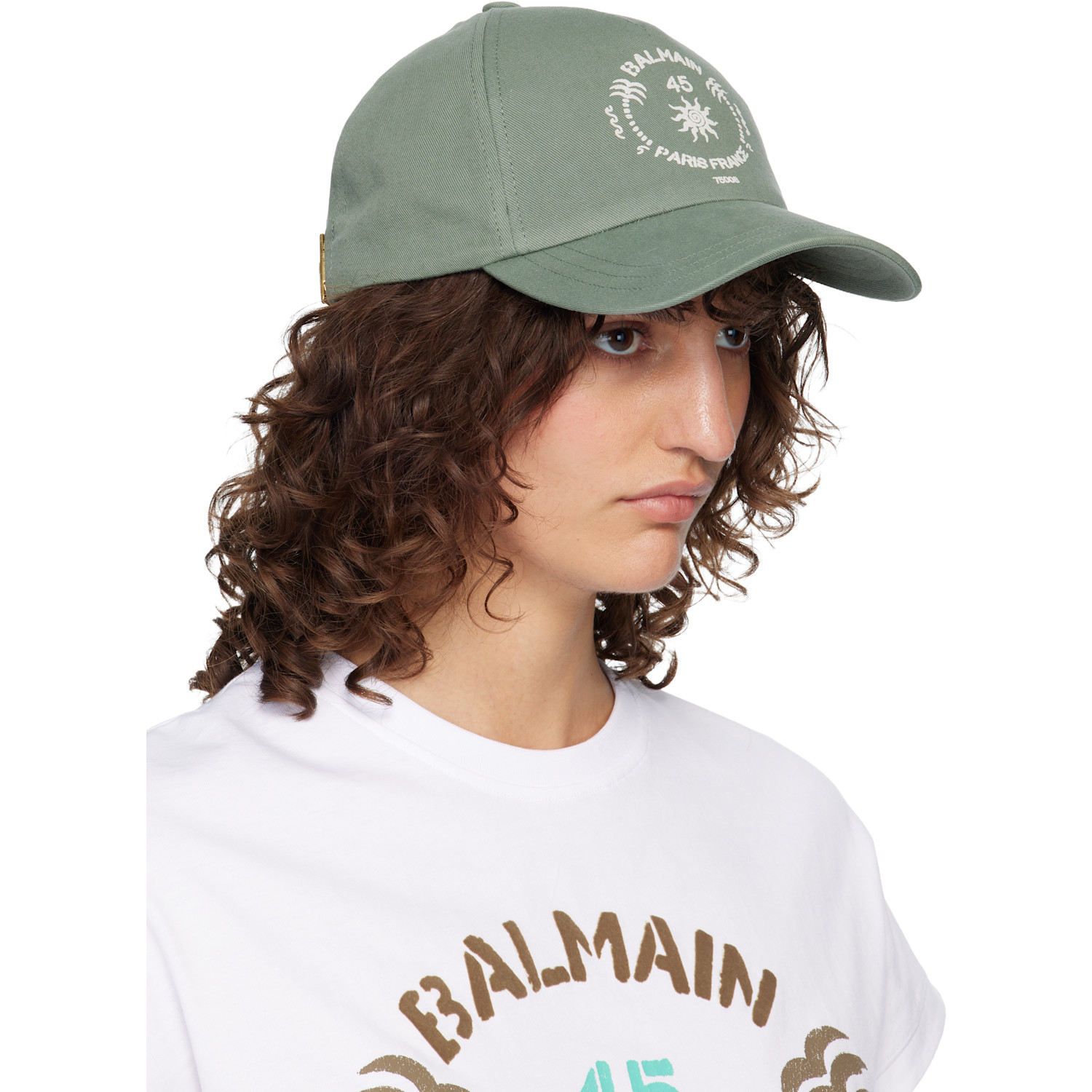  Balmain Green 'balmain Paris' Cap 