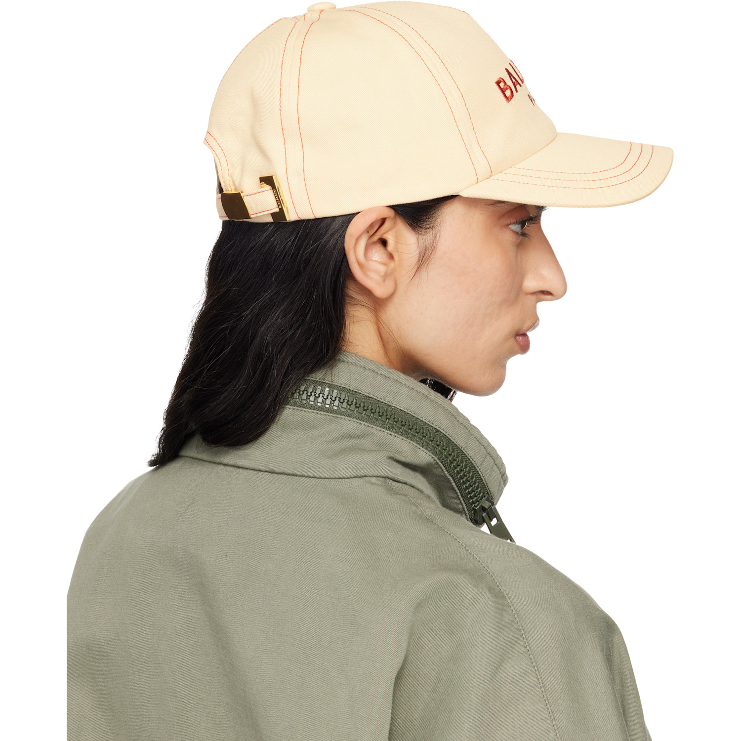  Balmain Beige Cotton 'balmain Paris' Embroidery Cap 
