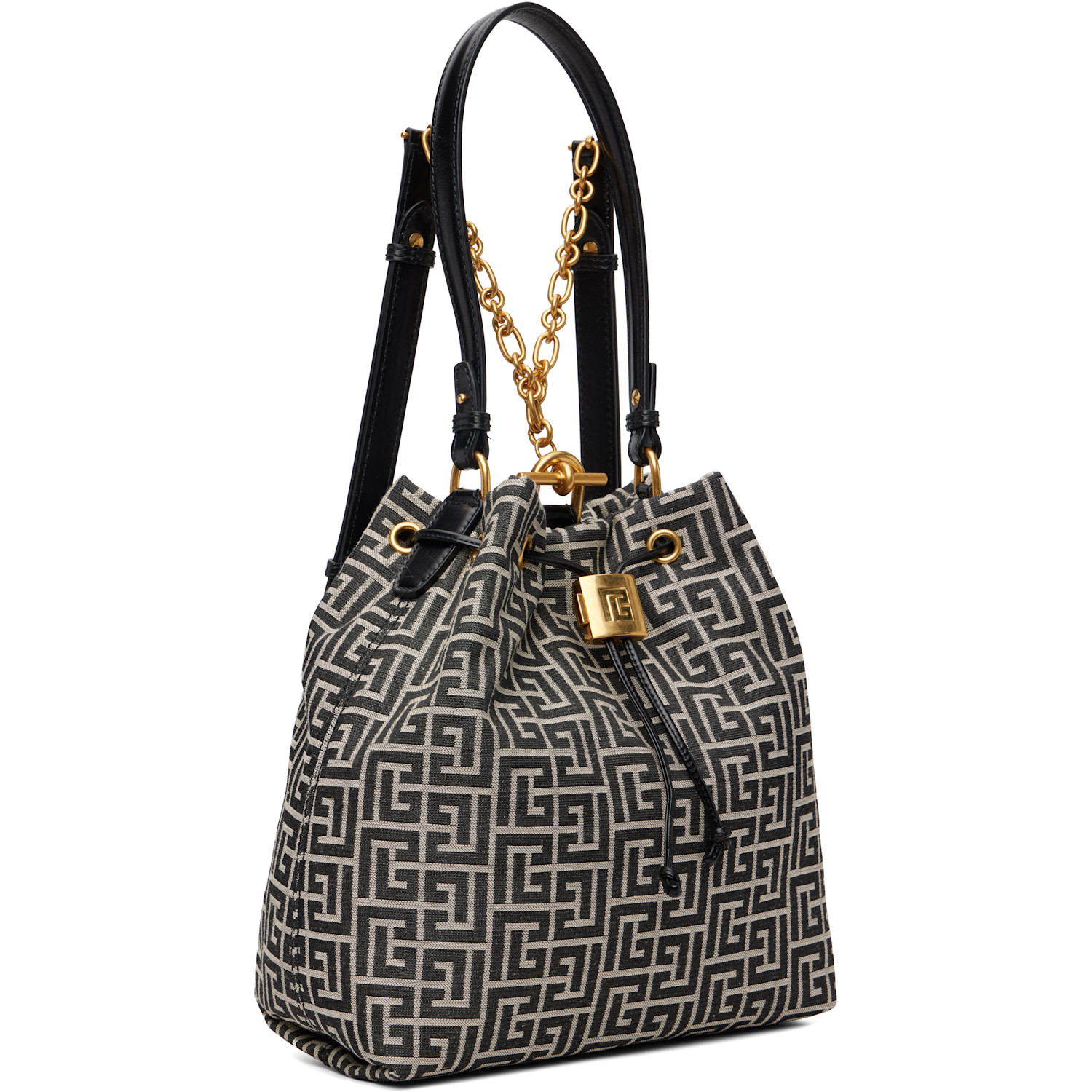  Balmain Black & Gray Pulse Monogram Jacquard Backpack 