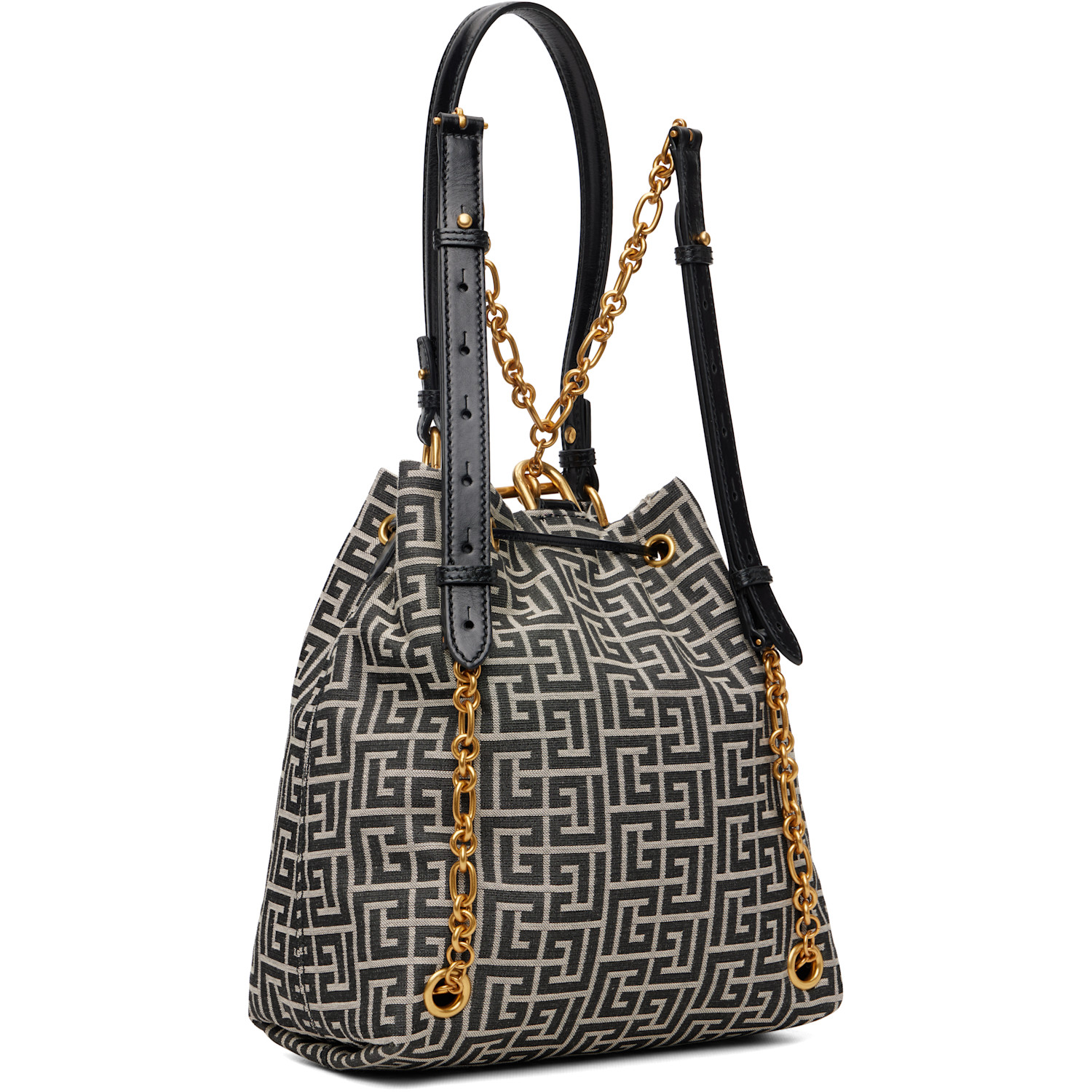  Balmain Black & Gray Pulse Monogram Jacquard Backpack 