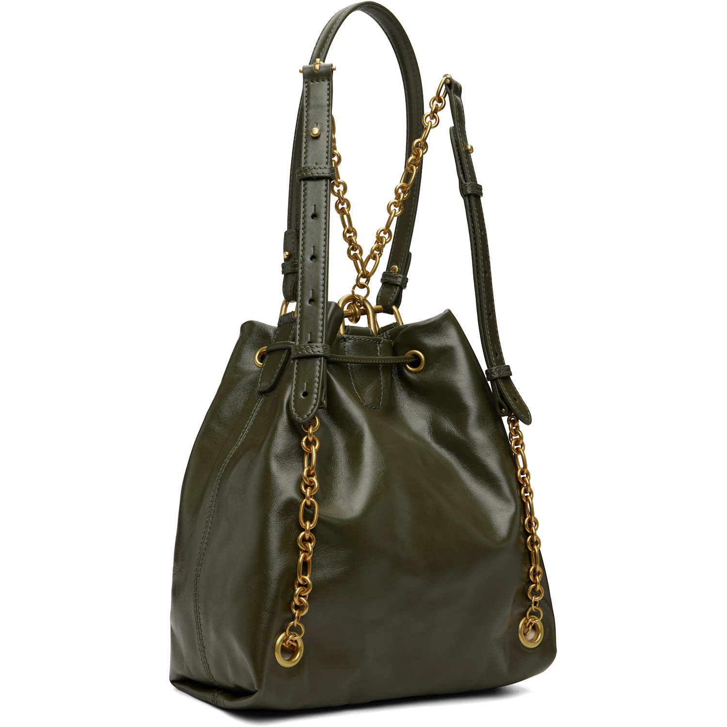  Balmain Green Pulse Calfskin Leather Backpack 