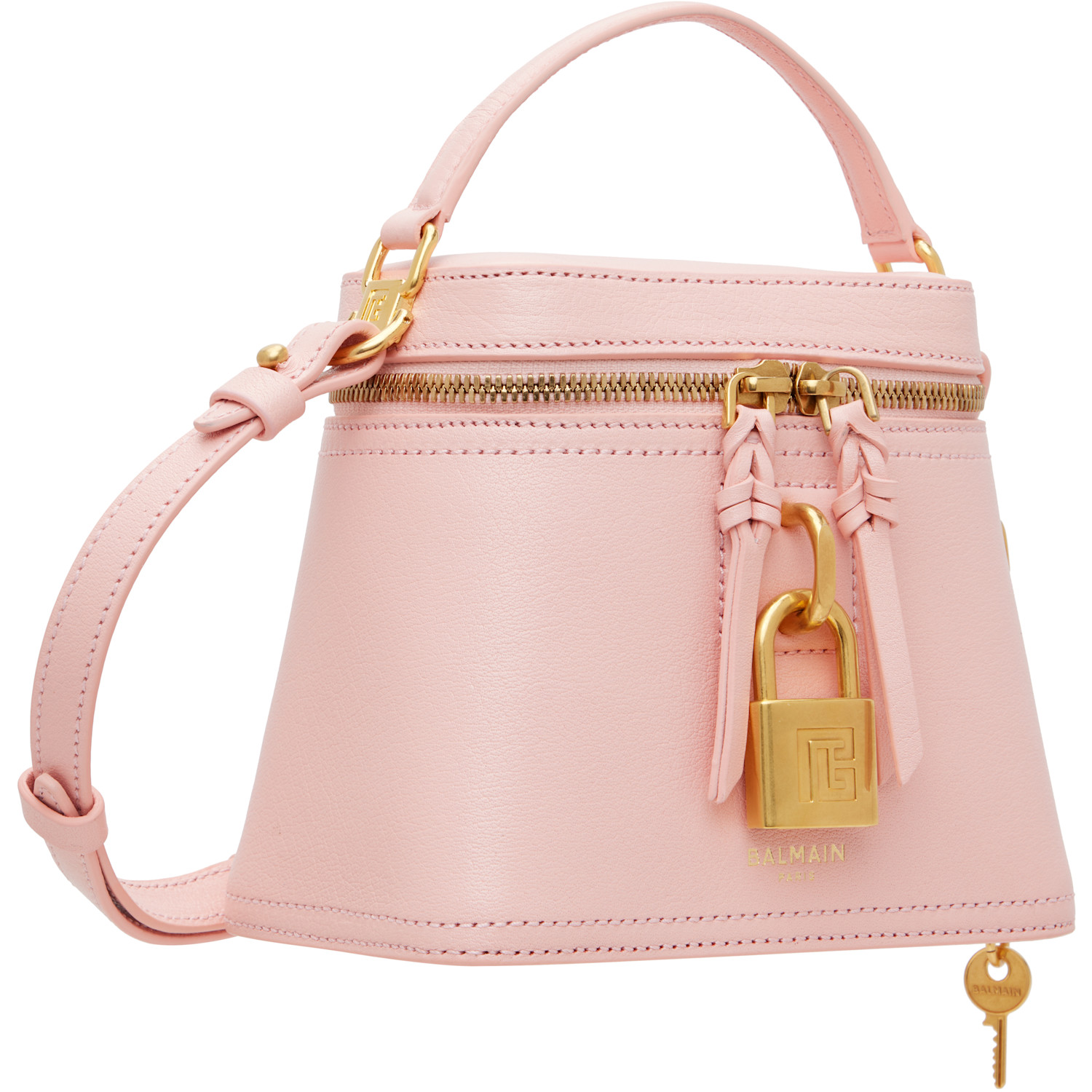  Balmain Pink Pulse Vanity Leather Bag 