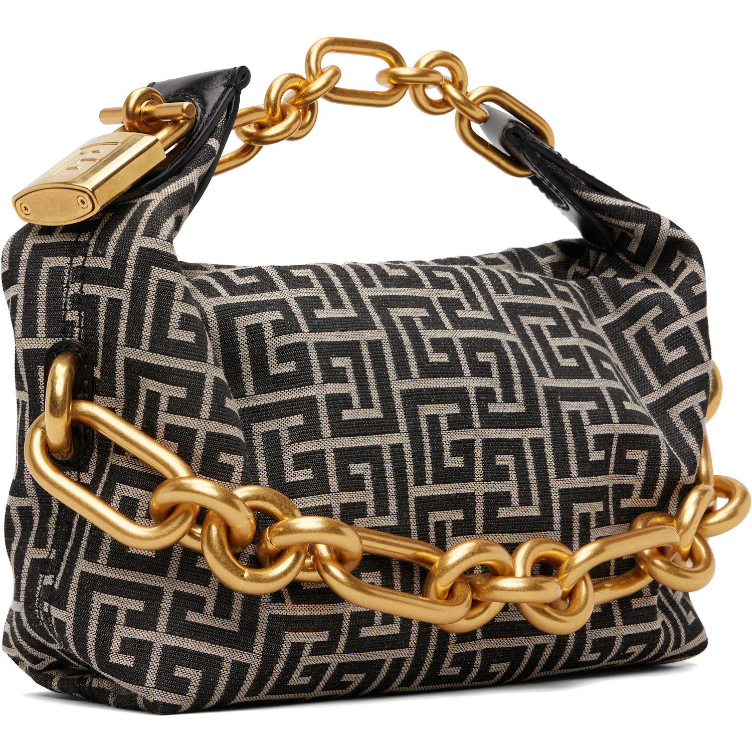 Balmain Black & Off-white Mini Sync Bag 