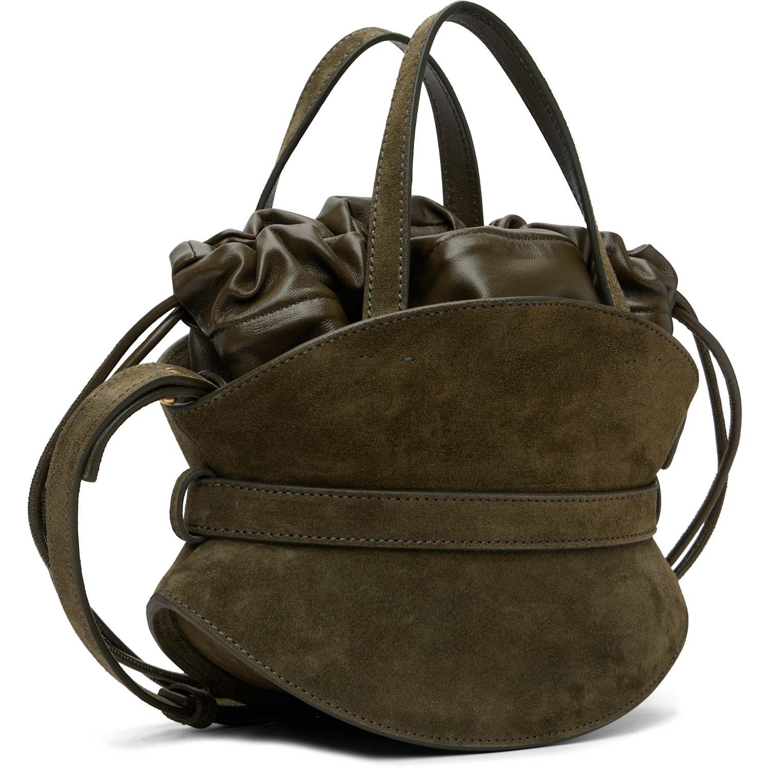  Balmain Khaki Shuffle Mini Suede Bag 