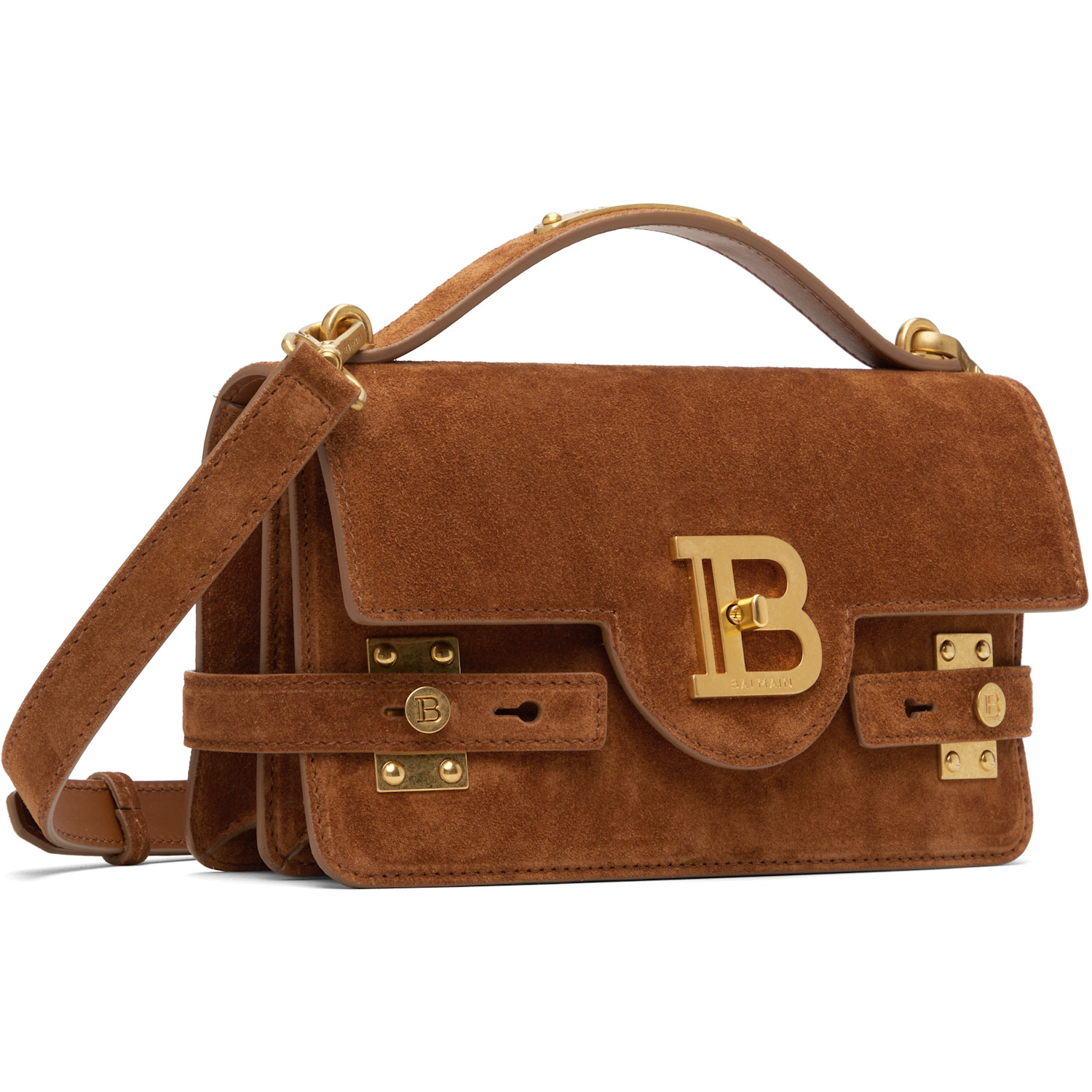  Balmain Tan Suede B-buzz 24 Bag 