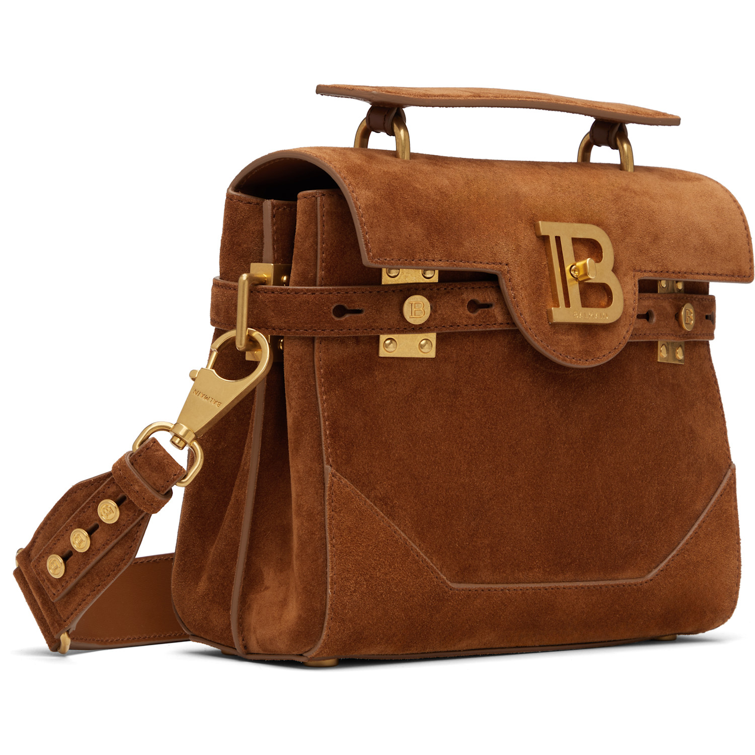  Balmain Tan Suede B-buzz 23 Bag 