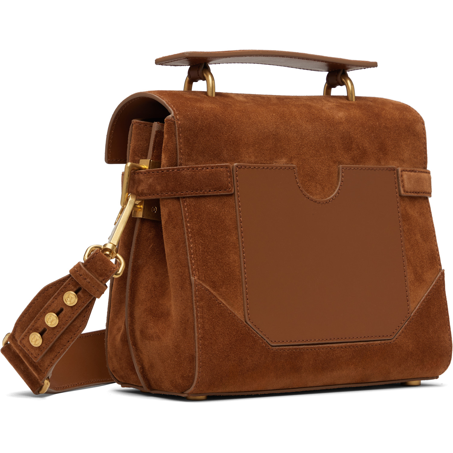  Balmain Tan Suede B-buzz 23 Bag 