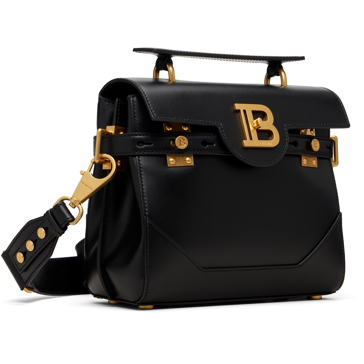  Balmain Black Smooth Leather B-buzz 23 Bag 