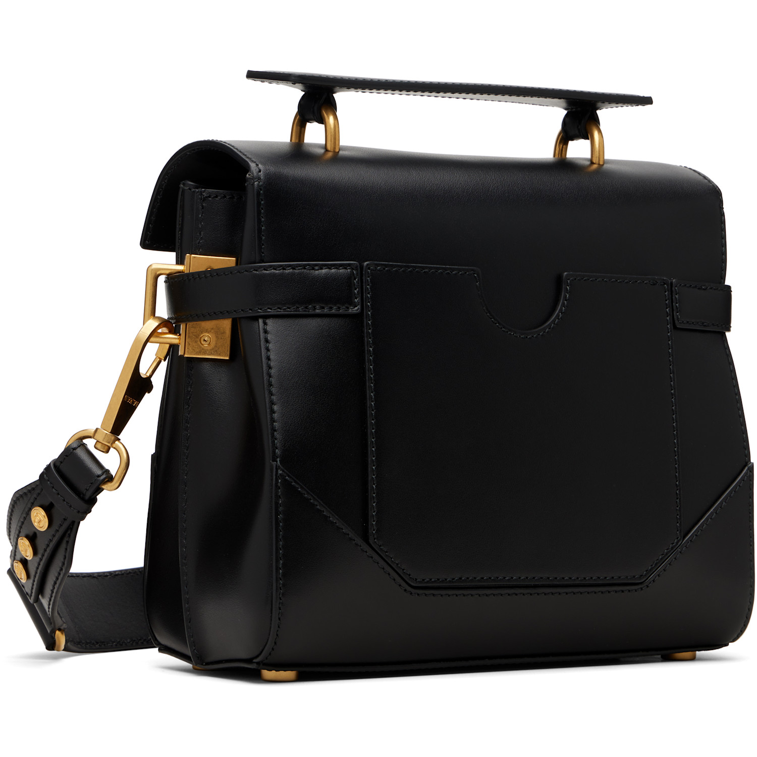  Balmain Black Smooth Leather B-buzz 23 Bag 
