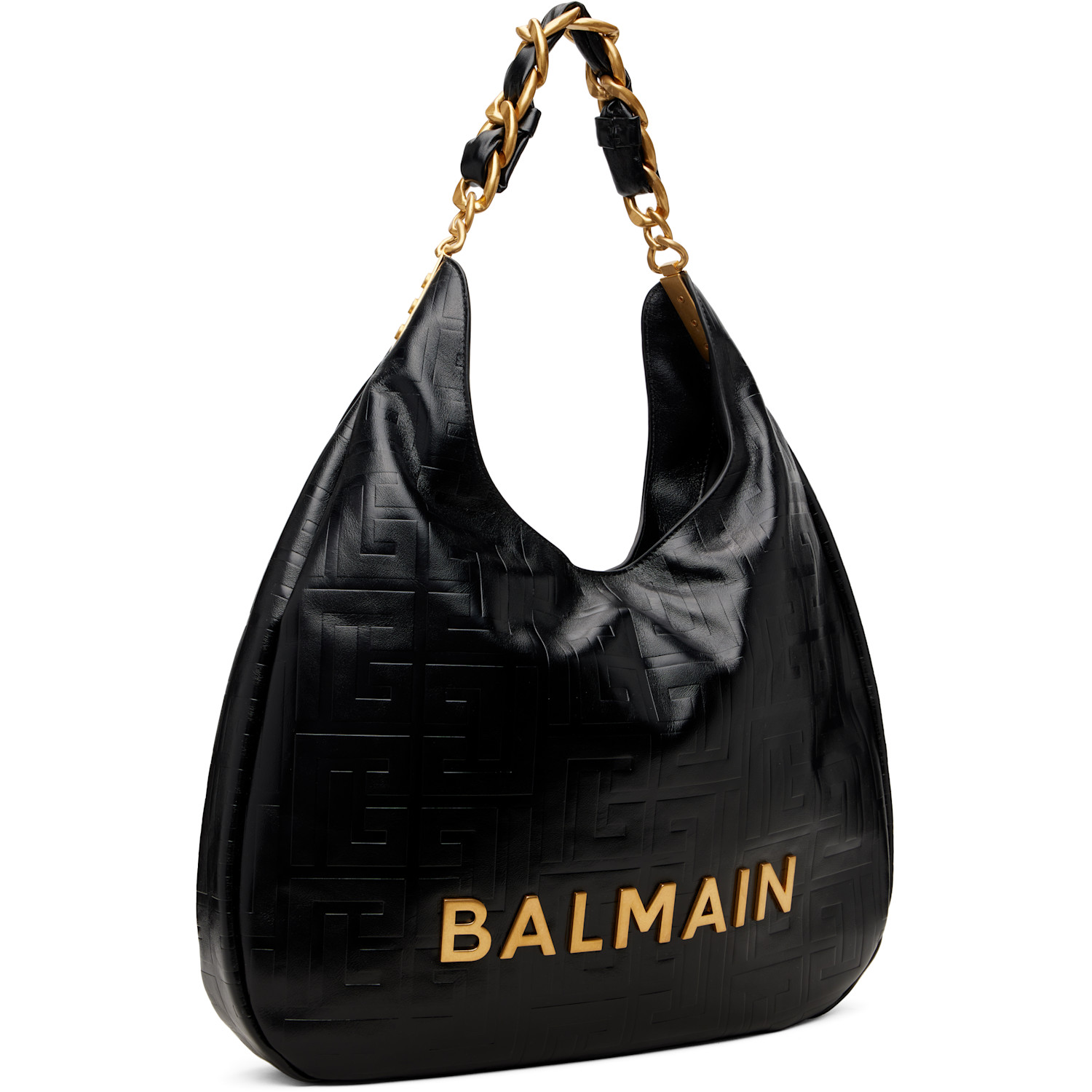  Balmain Black 1945 Soft Monogram Bag 