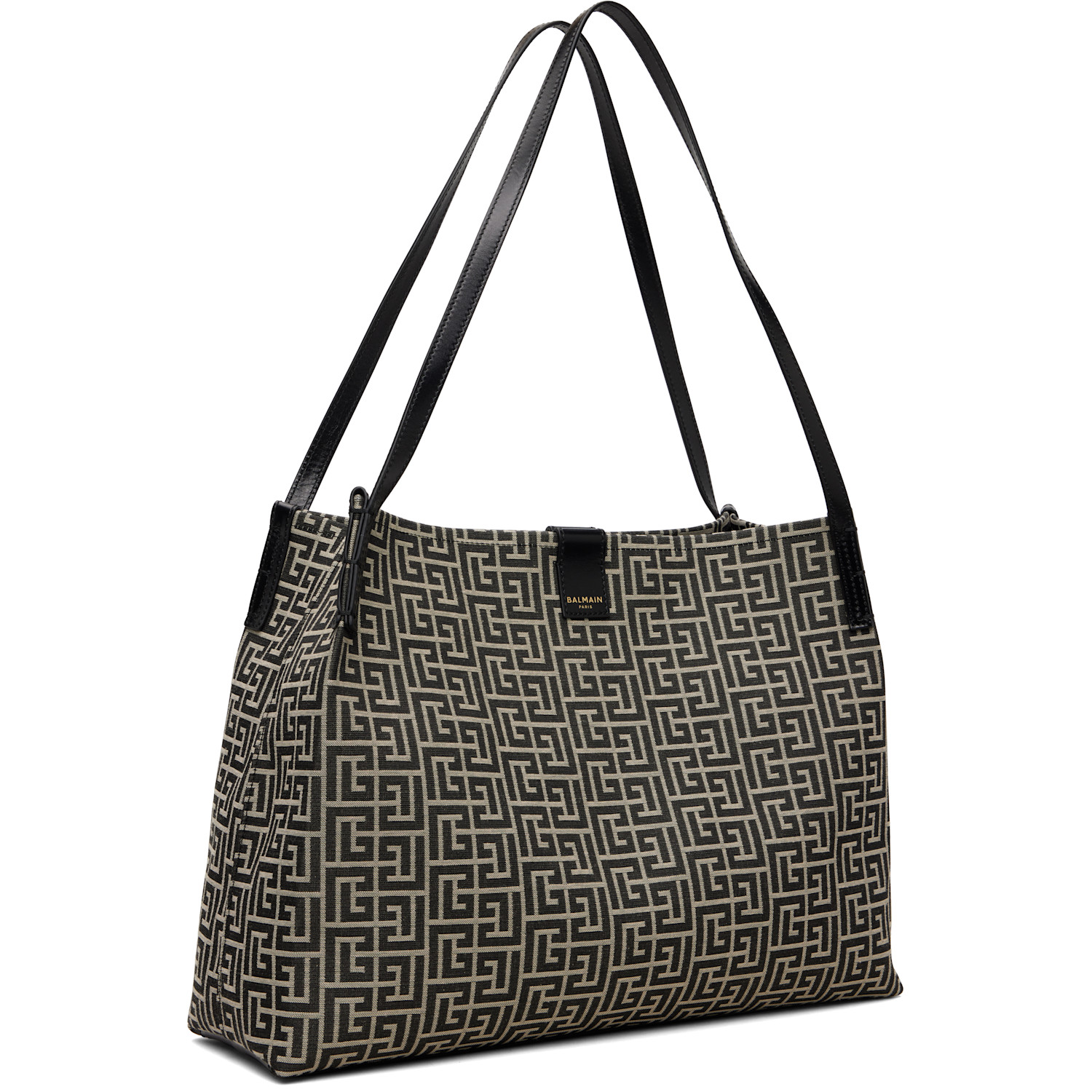  Balmain Black & Off-white Medium Release Shopper Tote 