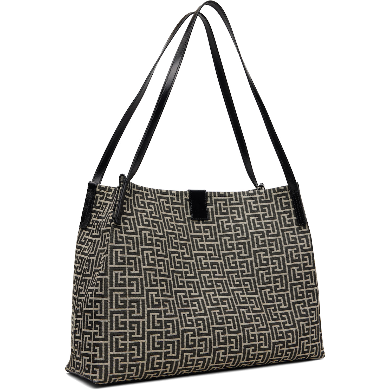  Balmain Black & Off-white Medium Release Shopper Tote 