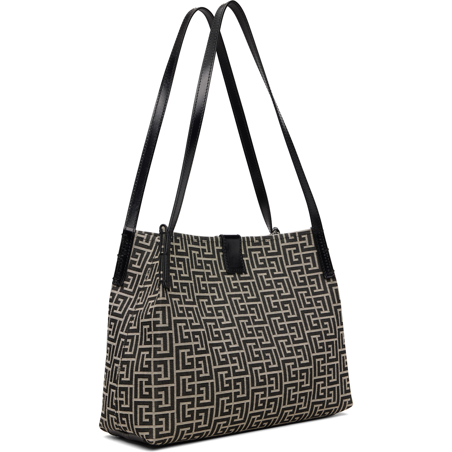 Balmain Black & Off-white Release Small Shopper Bag 