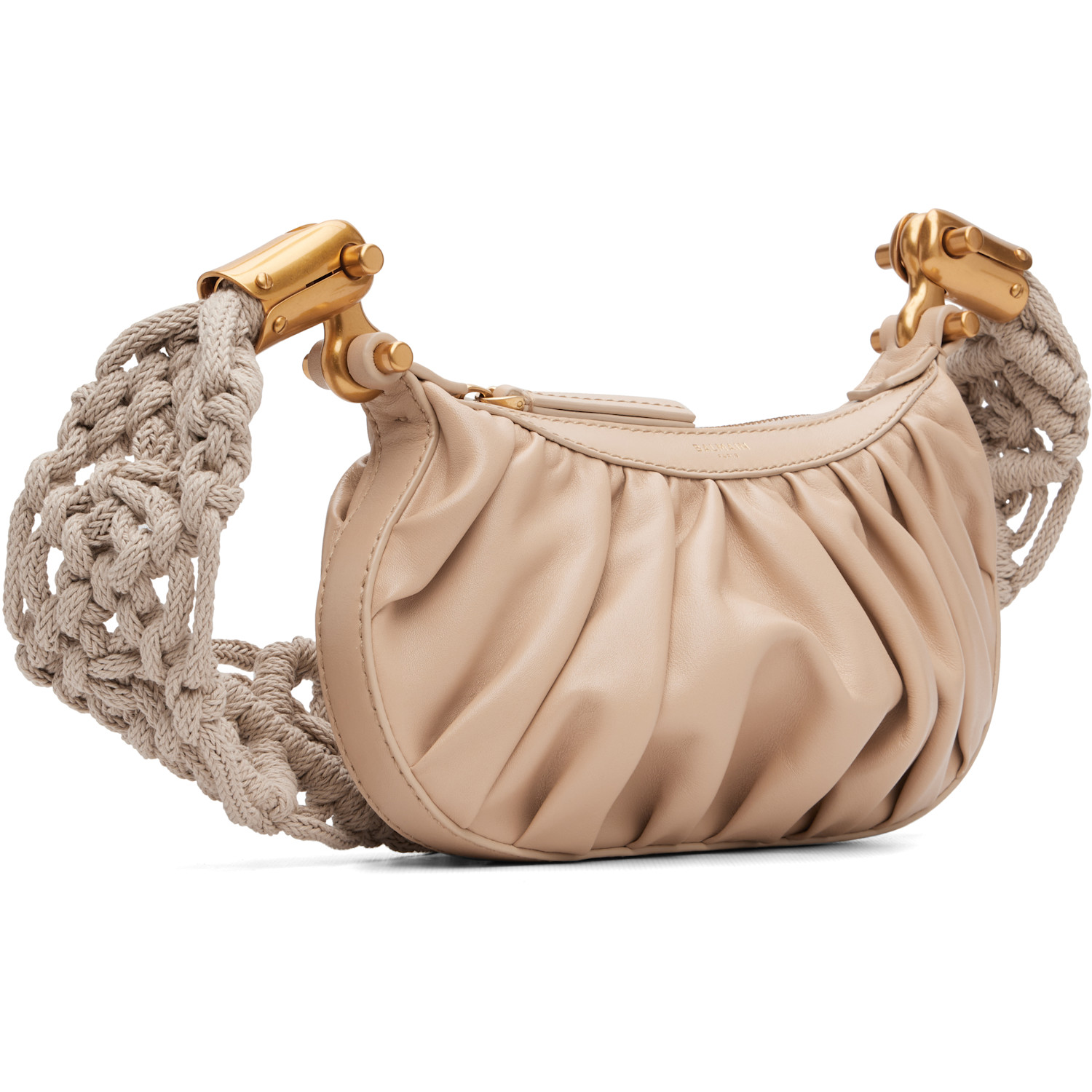  Balmain Beige Ebene Mini Strap Calfskin Bag 
