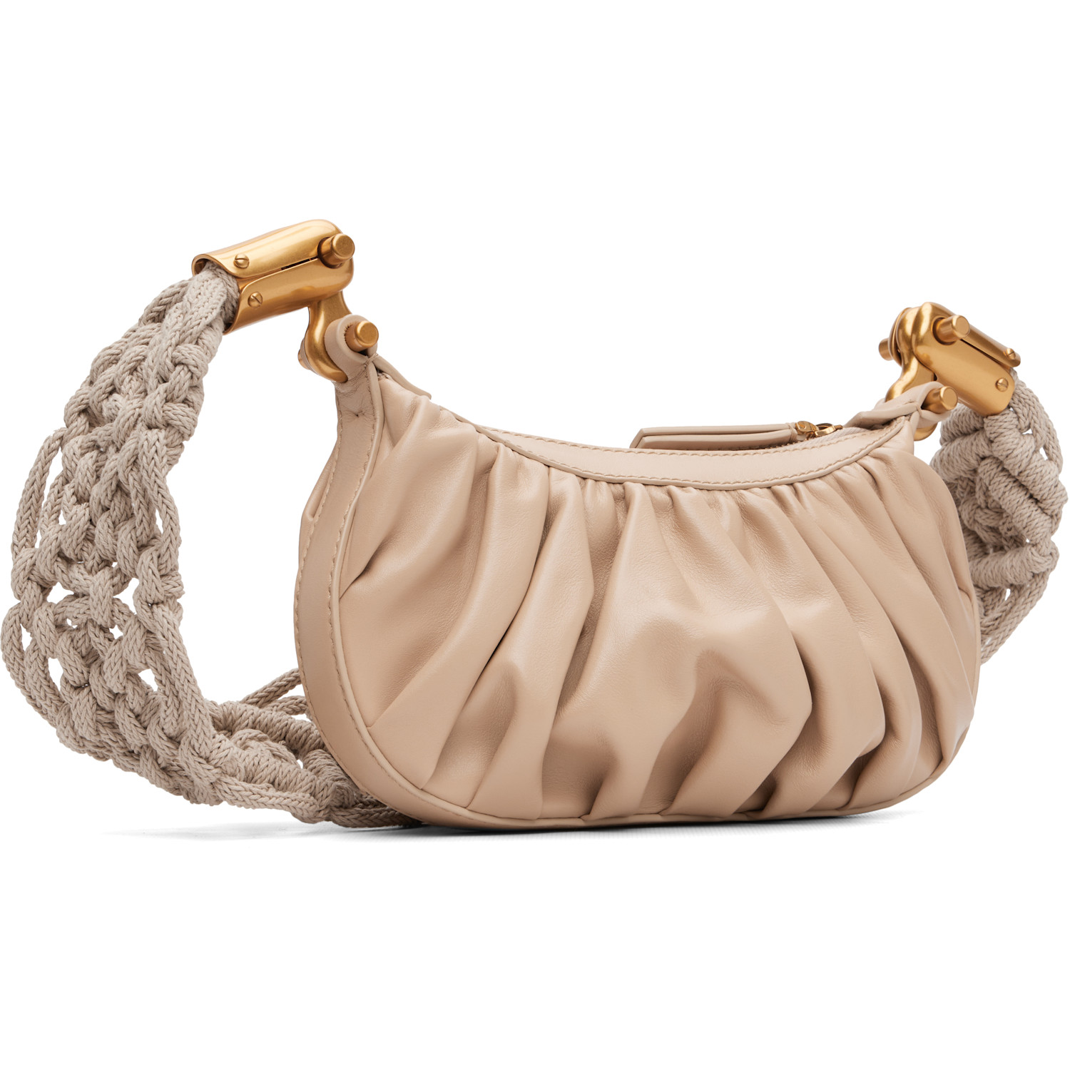  Balmain Beige Ebene Mini Strap Calfskin Bag 