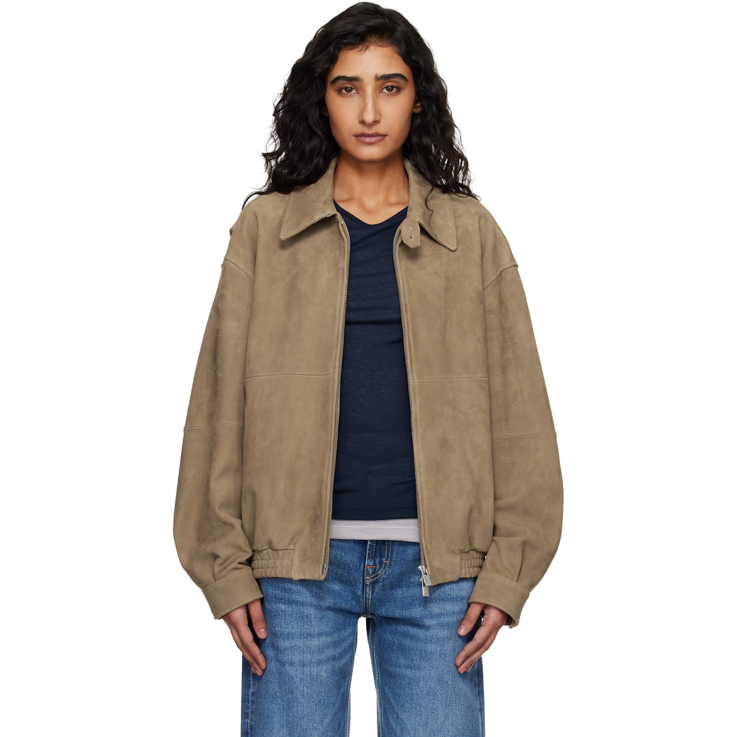 TONYWACK Tan Goat Suede Relaxed Bomber Jacket