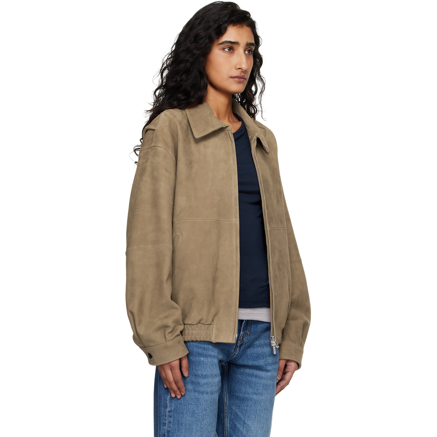  Tonywack Tan Goat Suede Relaxed Bomber Jacket 