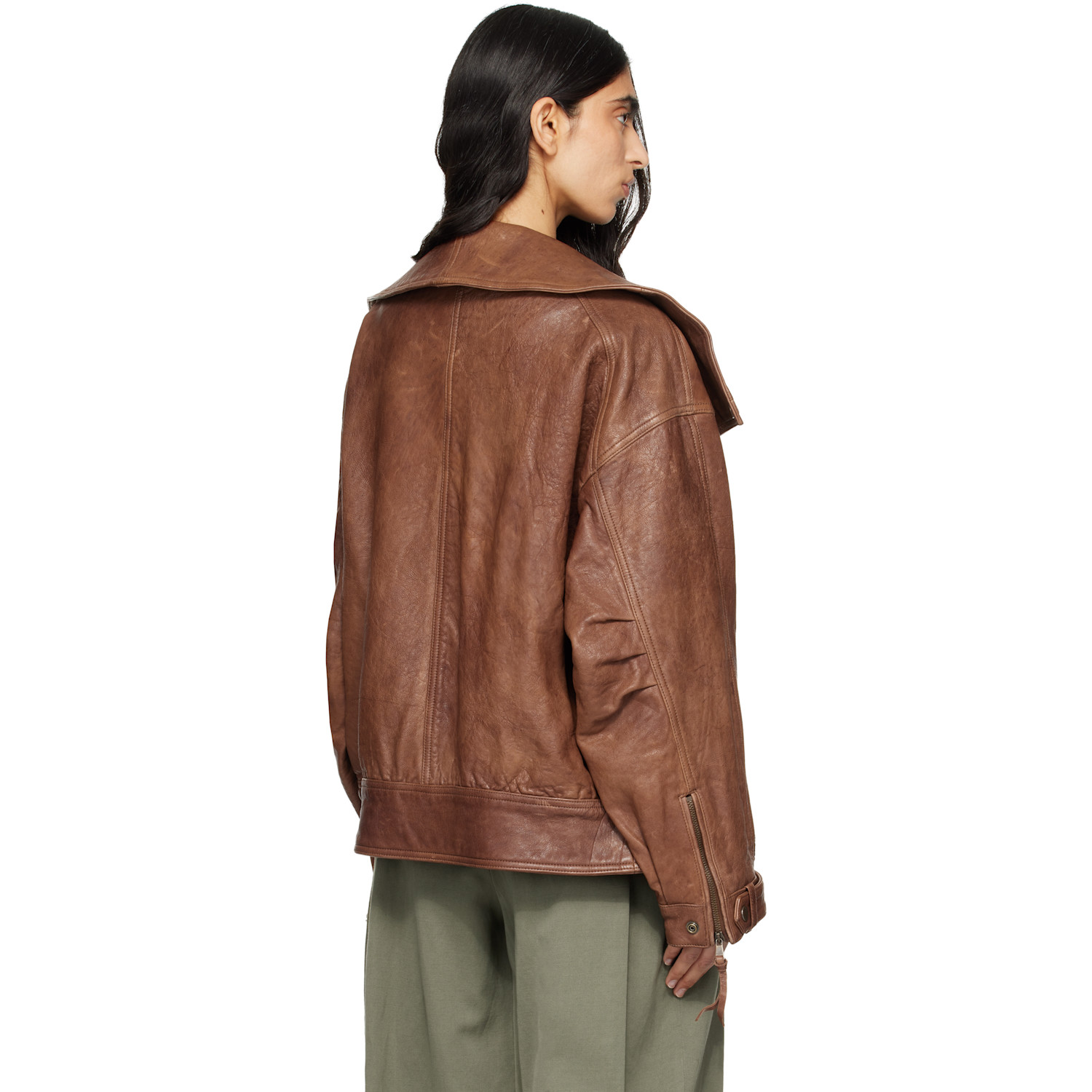  Balmain Brown Lambskin Bomber Jacket 