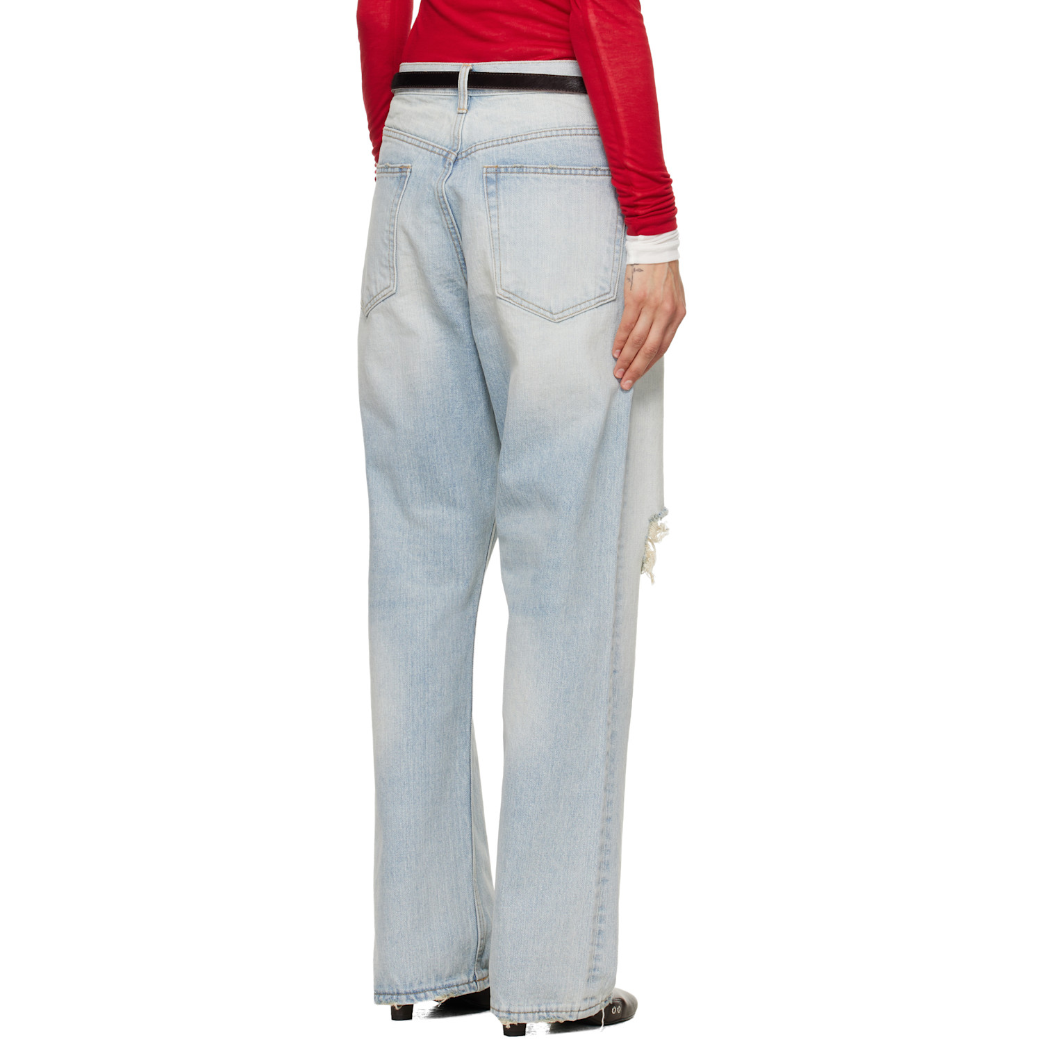  Tonywack Blue Distressed Loose Straight Jeans 