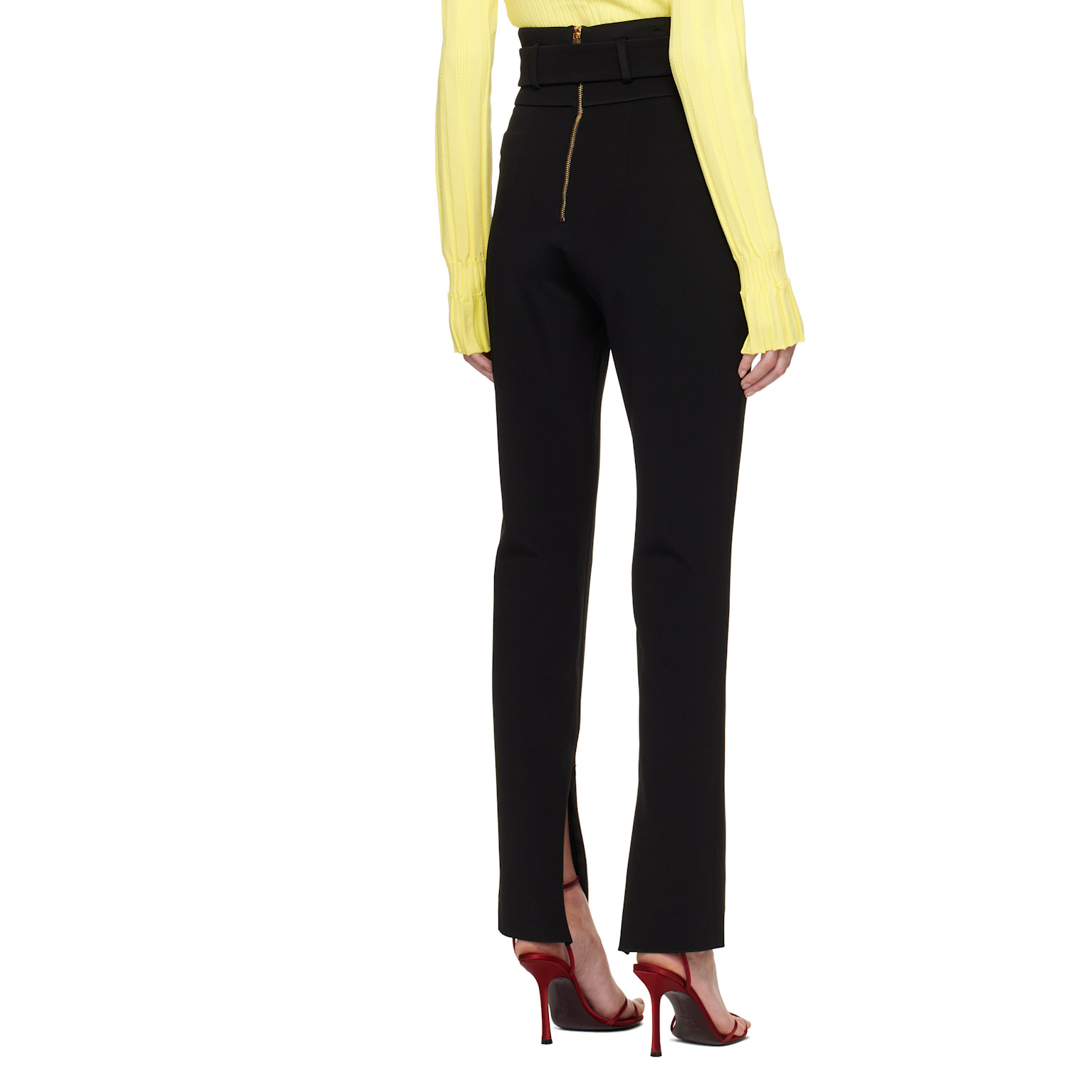  Balmain Black Stretch Belt Trousers 