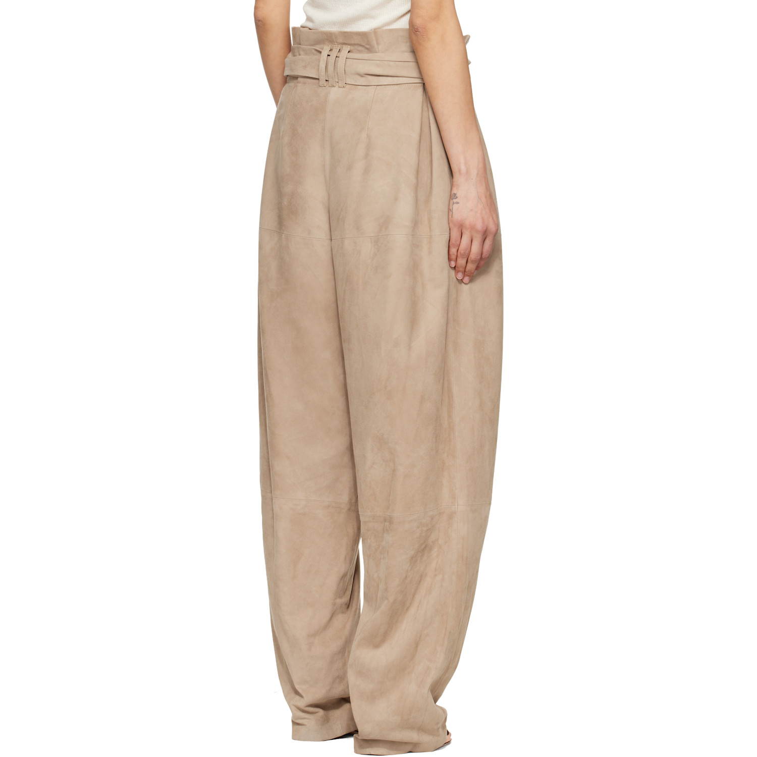  Balmain Beige Suede High-waisted Trousers 