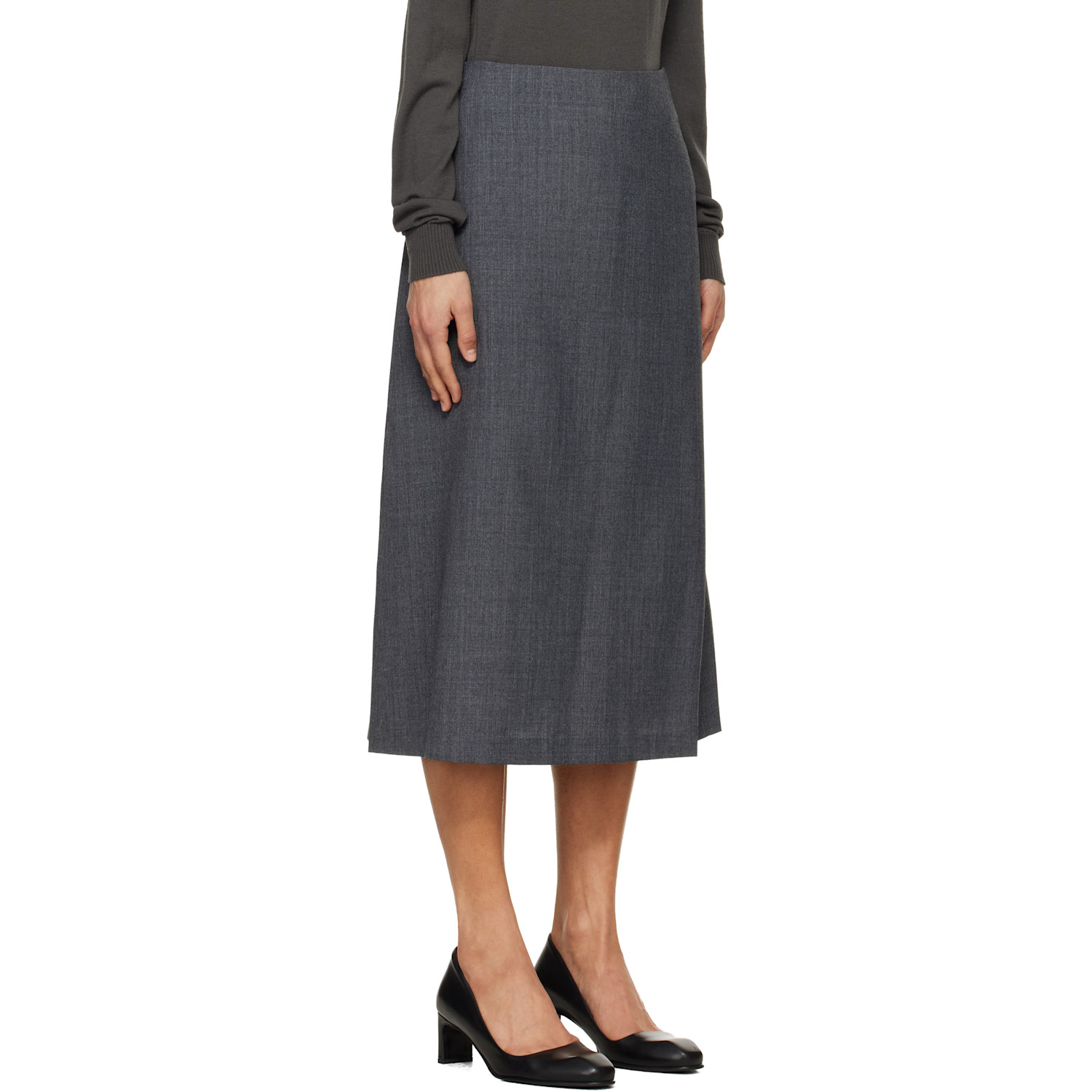  Tonywack Gray Wool Midi Skirt 