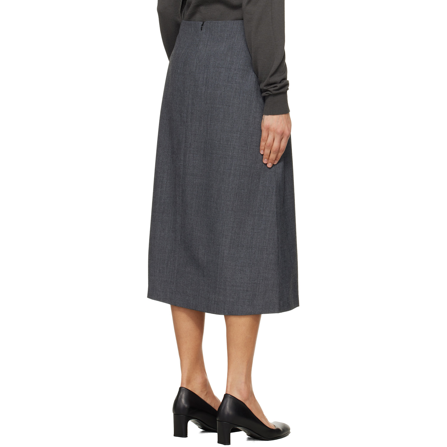  Tonywack Gray Wool Midi Skirt 