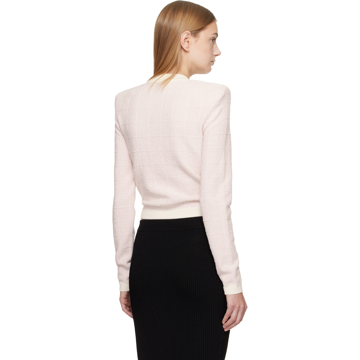  Balmain Pink Light Tweed Cardigan 