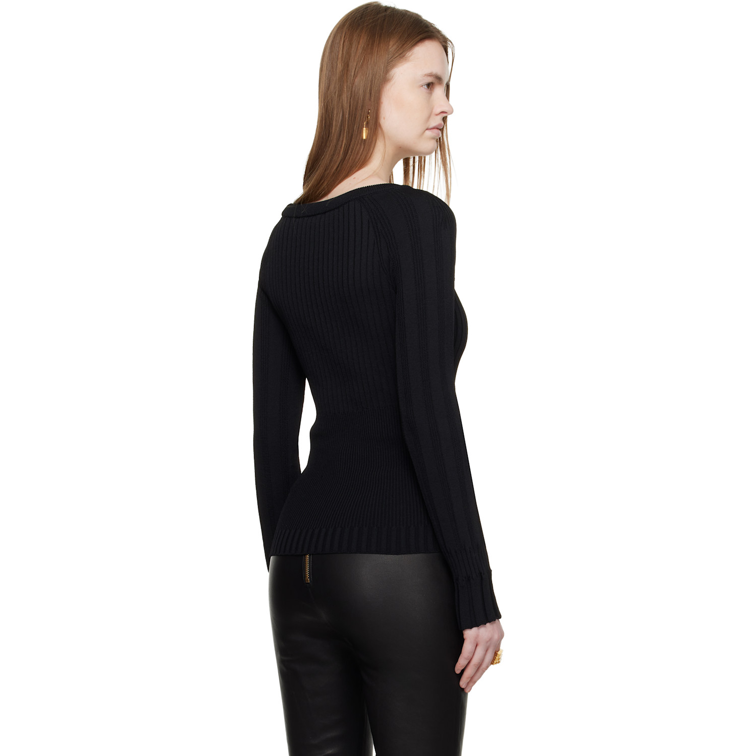  Balmain Black Knit Buttons Sweater 